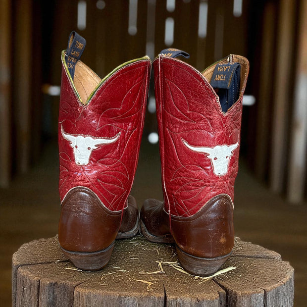 Women’s Size 7 M - 1950’s Tony Lama Iconic Cowboy Western Boots Longhorn Inlays
