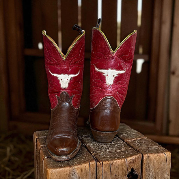 Women’s Size 7 M - 1950’s Tony Lama Iconic Cowboy Western Boots Longhorn Inlays