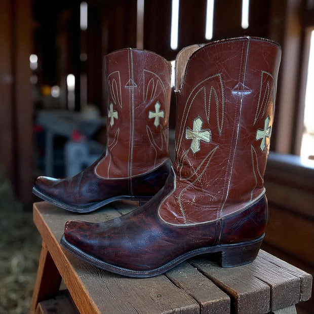 Men’s Size 11 D - 1950’s Cowboy Western Boots Inlays