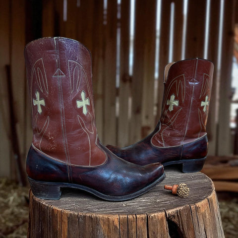 Men’s Size 11 D - 1950’s Cowboy Western Boots Inlays