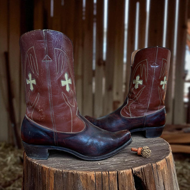 Men’s Size 11 D - 1950’s Cowboy Western Boots Inlays