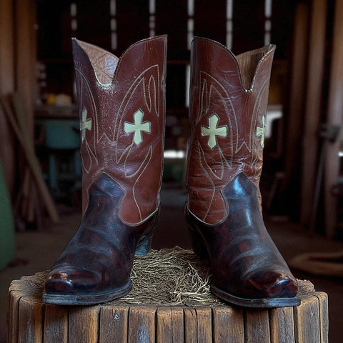 Men’s Size 11 D - 1950’s Cowboy Western Boots Inlays