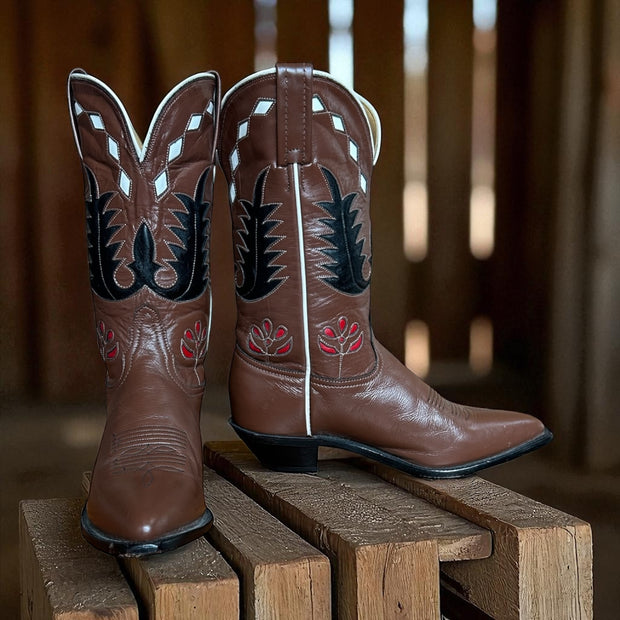 Women’s Size 7 B - Tony Lama Vintage Cowboy Western Boots Inlays