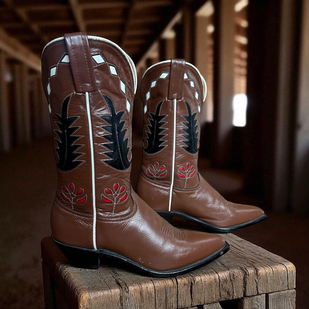Women’s Size 7 B - Tony Lama Vintage Cowboy Western Boots Inlays