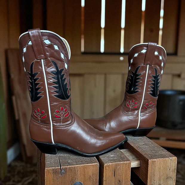 Women’s Size 7 B - Tony Lama Vintage Cowboy Western Boots Inlays