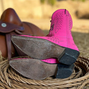 Women’s Size 7.5 M - Vintage Cowboy Western Boots Pink Butterfly Embroidered