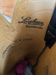 Women’s Size 7.5 B - Lucchese Custom Cowboy Western Boors Butterfly and Heart Inlays