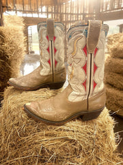 Women’s Size 9 M - 1960’s Acme Cowboy Western Boots Bull Head Inlays Distressed