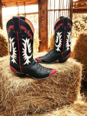 Women’s Size 7 B - Justin Vintage Cowboy Western Inlay Boots Red Wingtips