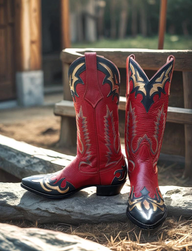 Women’s Size 8.5 B - Larry Mahan NOS Vintage Cowboy Western Boots Blue and Gold