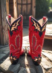 Women’s Size 8.5 B - Larry Mahan NOS Vintage Cowboy Western Boots Blue and Gold