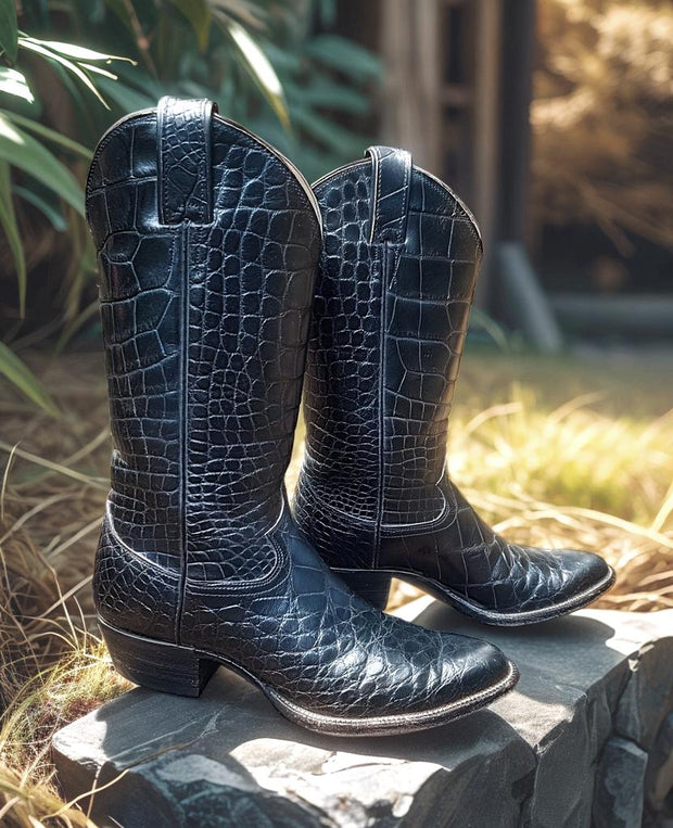Men’s Size 8.5 D - Justin Vintage Cowboy Western Boots Full Alligator