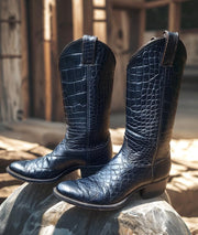Men’s Size 8.5 D - Justin Vintage Cowboy Western Boots Full Alligator