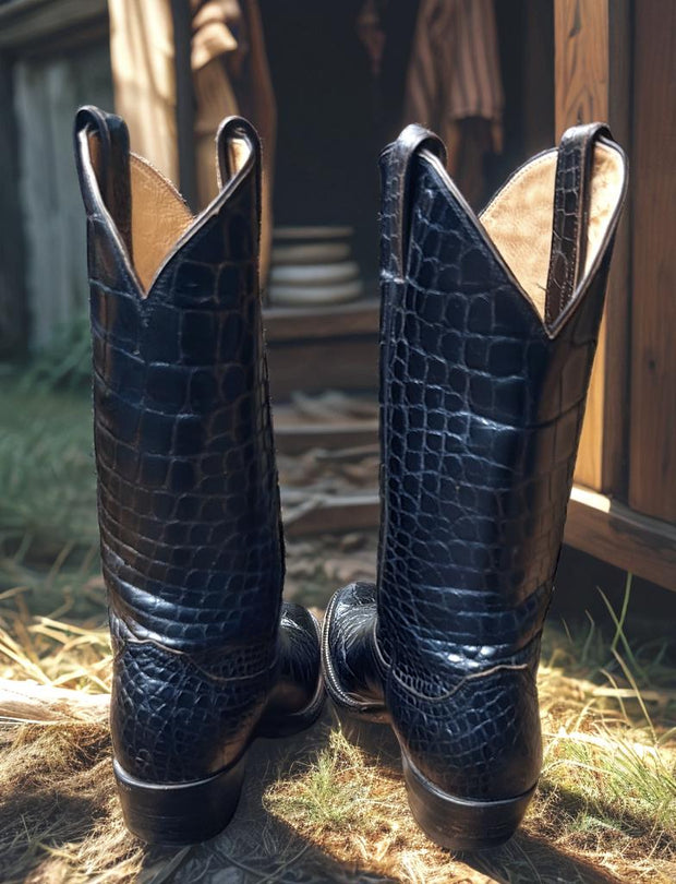 Men’s Size 8.5 D - Justin Vintage Cowboy Western Boots Full Alligator