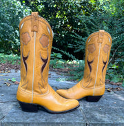 Women’s Size 8 C - Ralph Lauren 1970’s NOS Cowboy Western Boots Floral Inlays