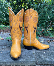 Women’s Size 8 C - Ralph Lauren 1970’s NOS Cowboy Western Boots Floral Inlays