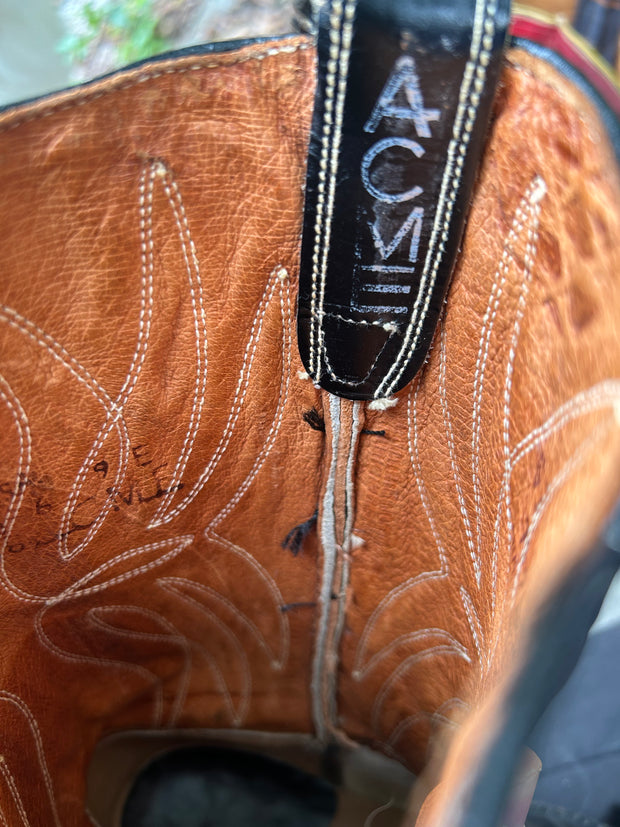 Men’s Size 9 D - 1960’s Acme Cowboy Western Boots Inlays