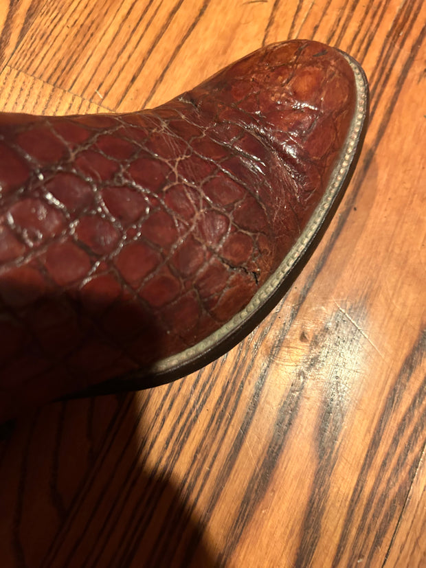 1960s • Custom Shop • Alligator & Monogram Show Cowboy Boots • Men’s 9.5 D