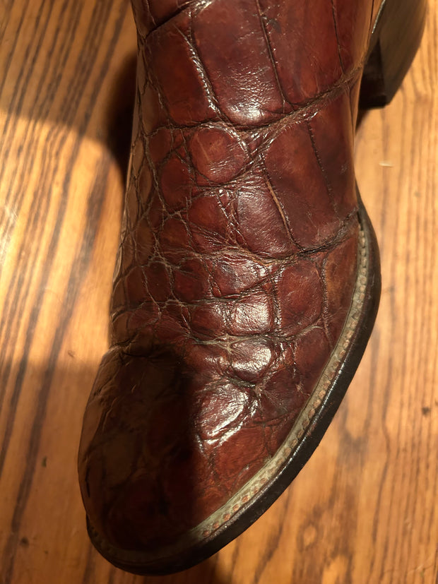 1960s • Custom Shop • Alligator & Monogram Show Cowboy Boots • Men’s 9.5 D