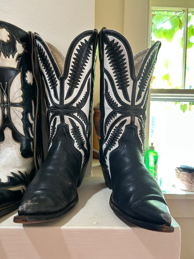 1980s–1990s • Unknown Maker • Black & White Lightning Inlay • Men’s 12 D