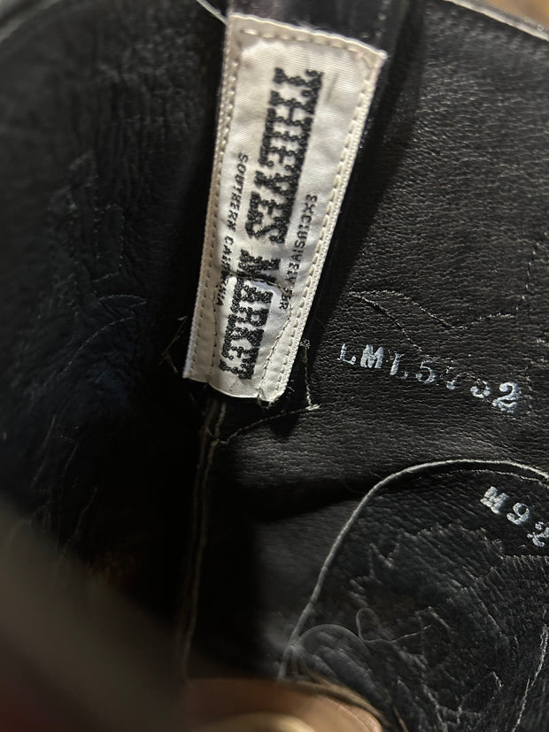 1980s–90s • Thieves Market for Larry Mahan • Pictorial Rodeo & Desert Inlay Boots • Women’s 8.5 B