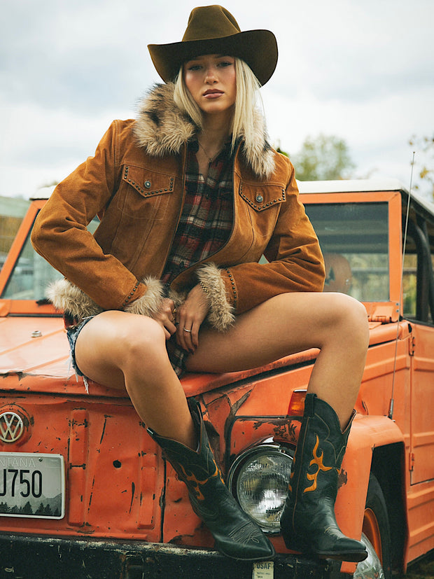 Men’s Size 8.5 D - Nocona Vintage Cowboy Western Boots Dark Green Yellow Inlays