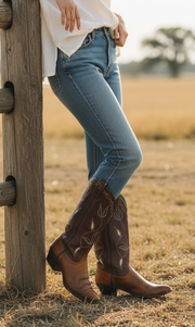 1970s • Ralph Lauren • Western Inlay Cowgirl Boot• Women’s Size 9A
