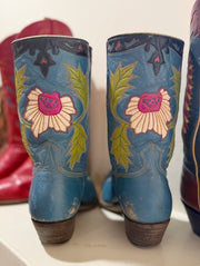 1950s • Stewart Romeros • “Wildflower Blue” Inlay Boots • Women’s 8 M