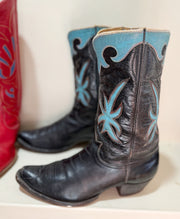 1950s • Tony Lama • Navy & Turquoise Starburst Inlays • Men’s 9.5 D