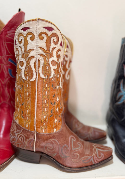 1960s • Multi-Inlay & Tooled Cowgirl Boots • Women’s 8.5 M