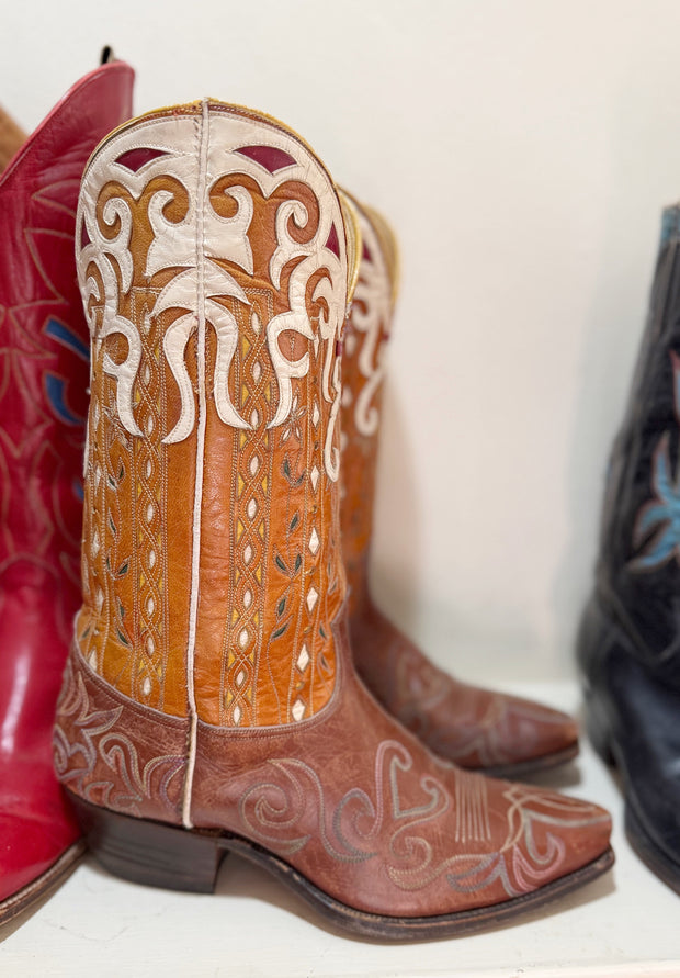1960s • Multi-Inlay & Tooled Cowgirl Boots • Women’s 8.5 M