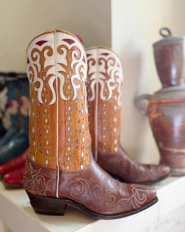 1960s • Multi-Inlay & Tooled Cowgirl Boots • Women’s 8.5 M