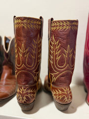 1950s • Stewart Romero • Flame-Stitch Cowgirl Boots — Women’s 6.5 M