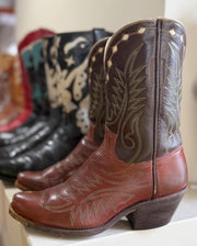 1950s • Stewart Romero• Two-Tone Stitch-Flame Cowboy Boots — Women’s 6.5 M