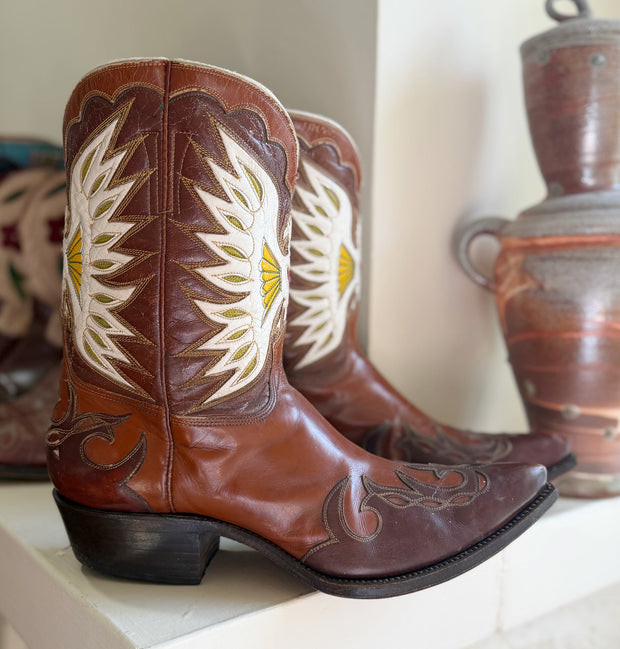 1950s • Stewart Romero • “Heart & Wings” Inlay Boots — Men’s 11 D