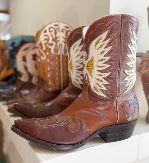 1950s • Stewart Romero • “Heart & Wings” Inlay Boots — Men’s 11 D