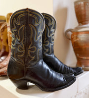 1950s • Stewart Romero • Black Stitch-Flame Boots — Women’s 7 M