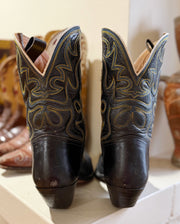 1950s • Stewart Romero • Black Stitch-Flame Boots — Women’s 7 M
