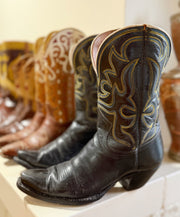 1950s • Stewart Romero • Black Stitch-Flame Boots — Women’s 7 M