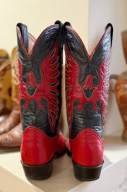 1970s Tony Lama Red-Black Eagle Inlays — Women’s 7.5 M