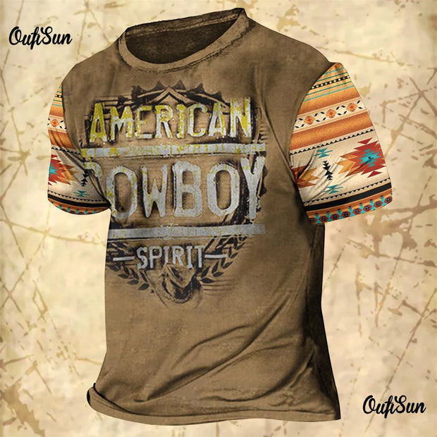 Western Cowboy Mens T-Shirt Short Sleeve