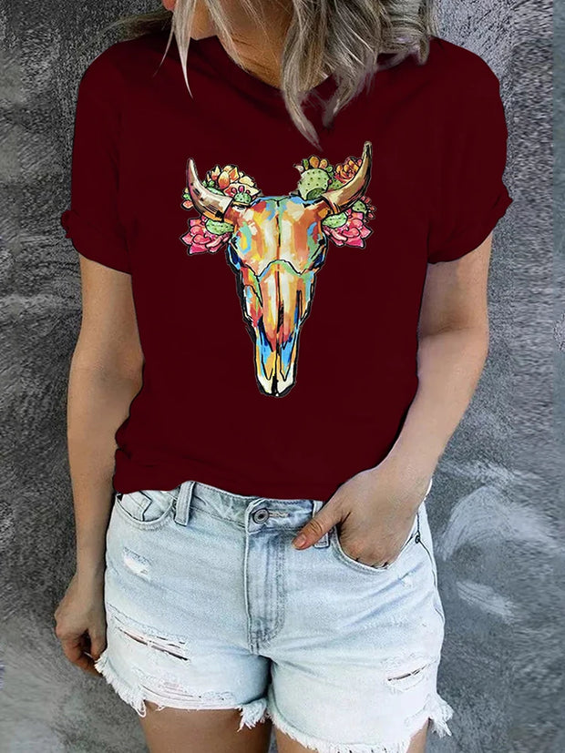 Women’s T-Shirt Short Sleeve Bull's Head