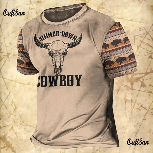 Western Cowboy Mens T-Shirt Short Sleeve