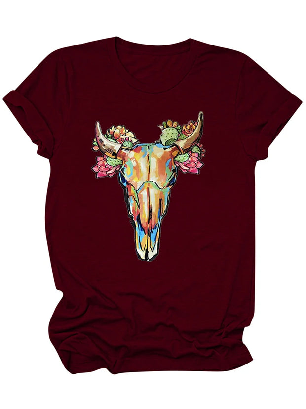 Women’s T-Shirt Short Sleeve Bull's Head