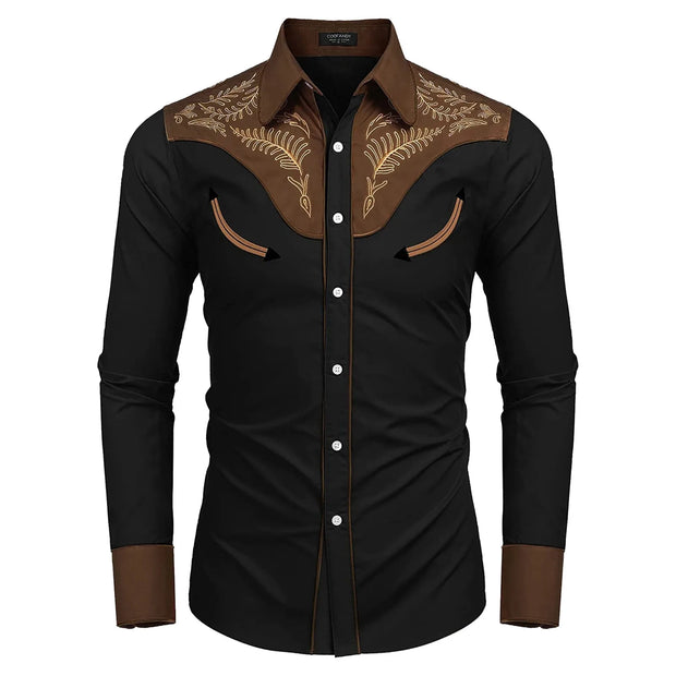 Stylish Western Cowboy Shirt Men Slim Fit