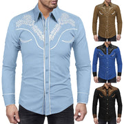 Stylish Western Cowboy Shirt Men Slim Fit