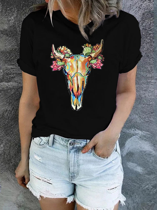 Women’s T-Shirt Short Sleeve Bull's Head