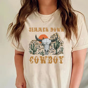 Summer Women Short Sleeve T Shirt Simmer Down